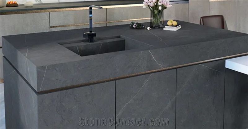 Dark Grey Sintered Stone Kitchen Countertop