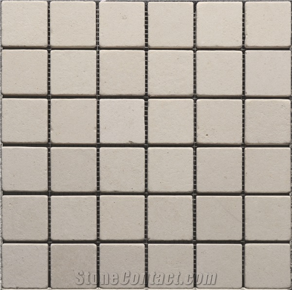 Crema Limestone Mosaic Tiles 5X5 Cm Tumbled Mesh