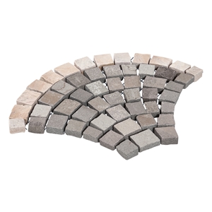 Fan Paving Basalt On Mesh - Yellow Boarder