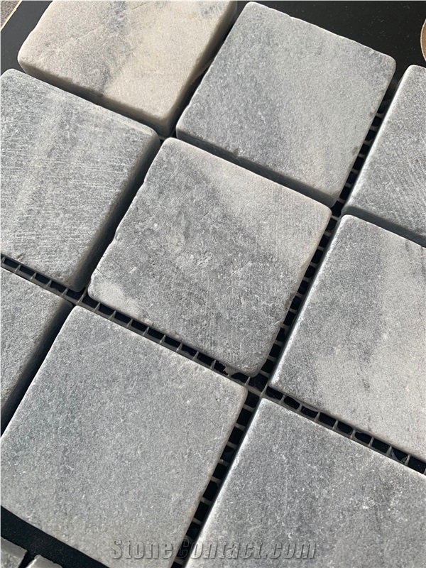 Platinum Marble 5X5 Tumbled Mesh Stone Mosaic Tiles