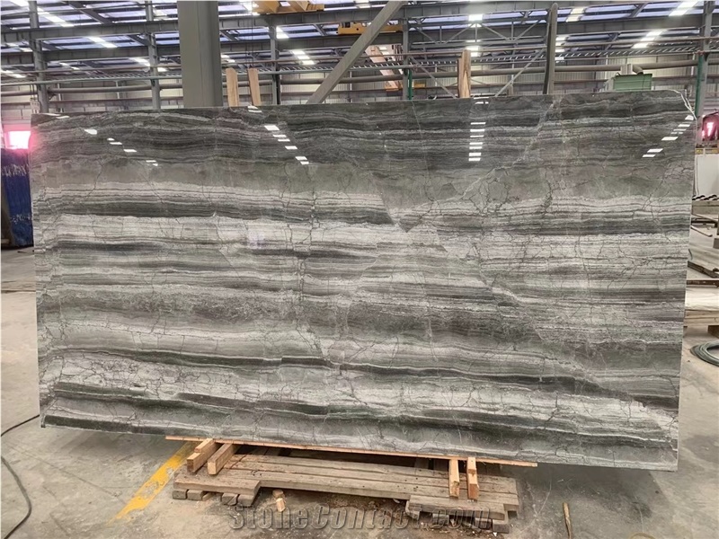 Grey Marble Slab Stone Silver Waves Dolomite Slab For Floor