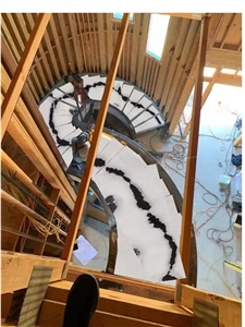 Interior Panda Marble Spiral Staircase Vein Thru Stone Stair