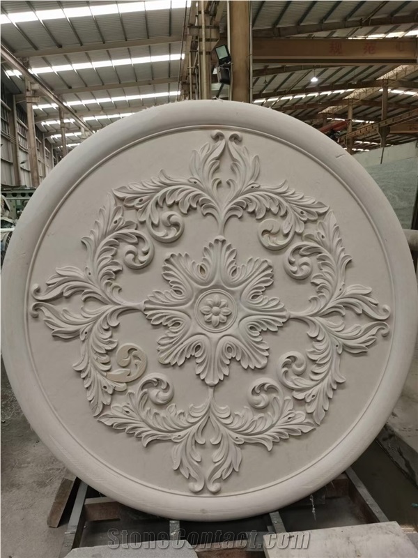 Interior Wall Stone Relief Marble Cream Beige Bas Sculpture