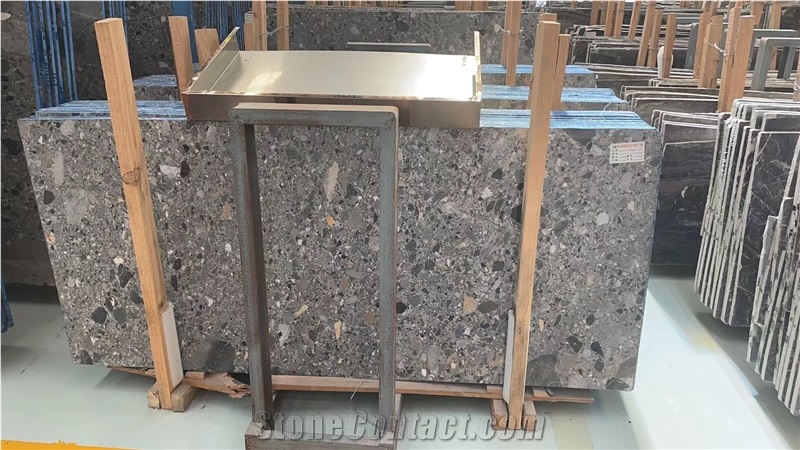 Marble Floor Slab Ceppo Grigio Conglomerate Breccia For Tile