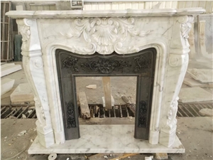 Marble Indoor Fireplace Mantel Stone Carrara Fireplace