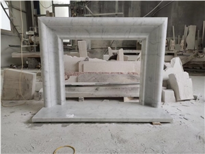 Mitered Marble Indoor Fireplace Stone Carrara Insert