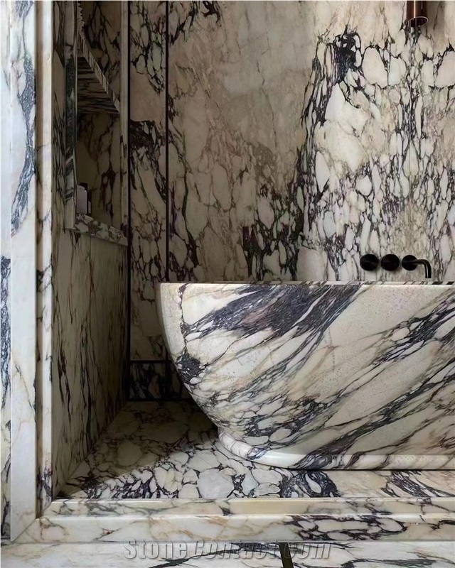 Solid Stone Bath Tubs Marble Calacatta Paonazzo Oval Bathtub