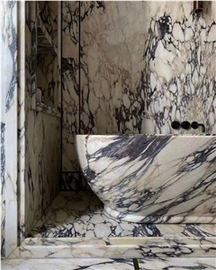 Solid Stone Bath Tubs Marble Calacatta Paonazzo Oval Bathtub
