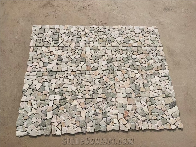 Stone Floor Mosaic Design Tile Tumbled Quartzite Mosaic Tile