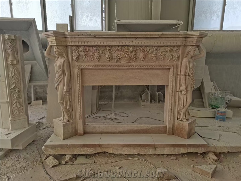 Stone Indoor Modern Fireplace Marble Volakas Surround Mantel