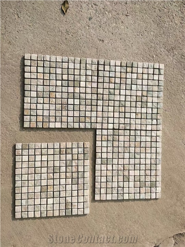 Tumbled Quartzite Floor Mosaic Stone Silver Sunset Bath Tile
