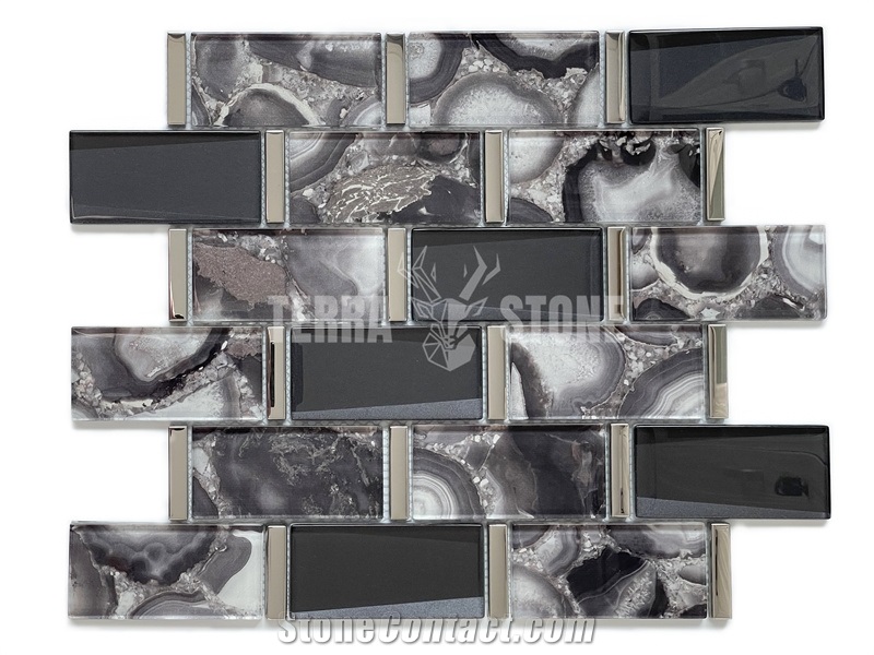 3D Glass Mosaic Subway Tile For Kitchen And Bathroom