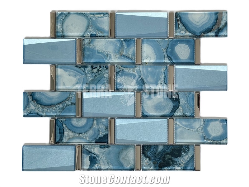 3X6 Subway Green Blue Crystal Glass Mosaic Tile Brick Tile