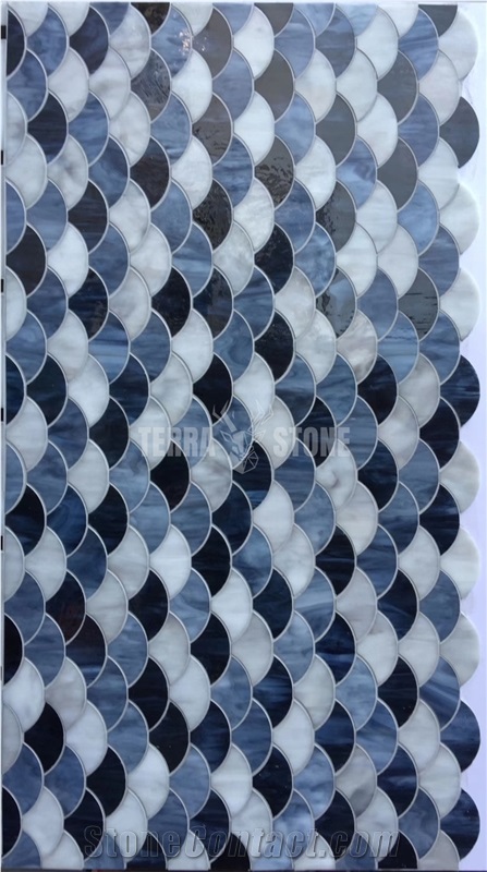 Blue Stained Glass Mosaic Tile For Kitchen Wall