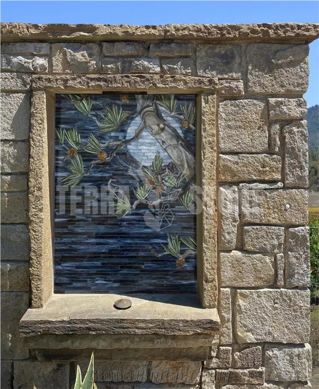 Custom Moonlit Pine Glass Mosaic Tile Mural Glass Mosaic Pictures