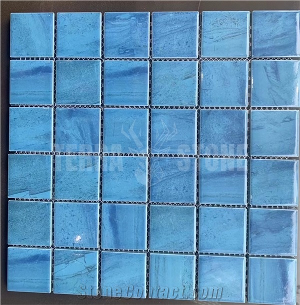 Dark Blue Mixed Porcelain Swimming Pool Tile