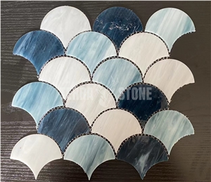 Fish Scale Glass Mosaic Tile For Kitchen And Bathroom