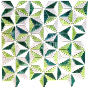 Flower Handcut Glass Wall Mural Panel Art Mosaic