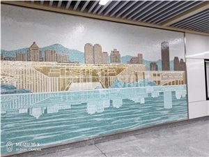 Glass Mosaic Mural For Interior Wall Decoration