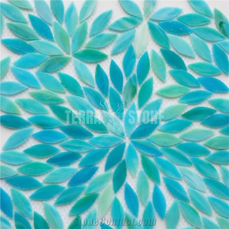 Green Blue Glass Mosaic Tile 3Mm Iredescent Mosaics