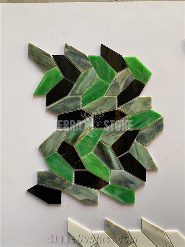 Green Blue Glass Mosaic Tile 3Mm Iredescent Mosaics