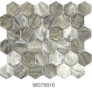 Hexagon Glass Mosaic Tiles Kitchen And Bathroom