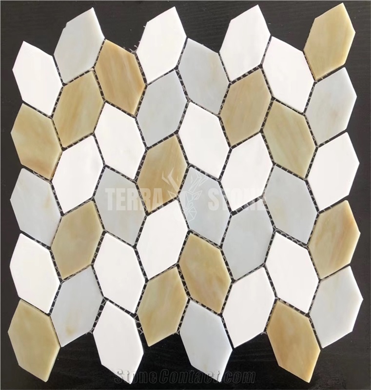 Iredescent Leaves Pattern Mosaic Glass Tile Wall Mosaics