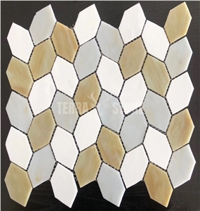 Iredescent Leaves Pattern Mosaic Glass Tile Wall Mosaics