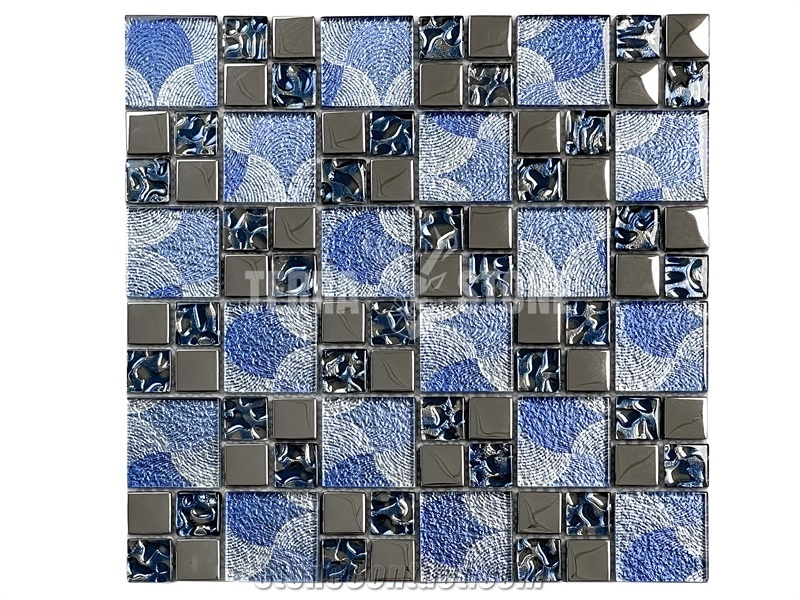 Kitchen Splashback Tile Metal Element Hexagon Glass Mosaic