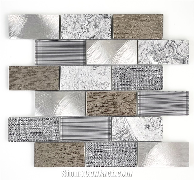 Metal Backsplash Tiles Stone And Glass Mosaic