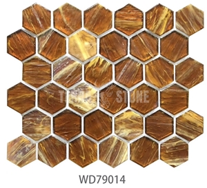 Modern Decoration Iridescent Hexagonal Glass Tile Mosaics