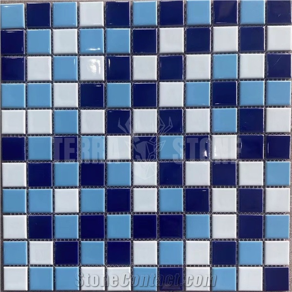 Square Mix Blue Porcelain Swimming Pool Mosaic