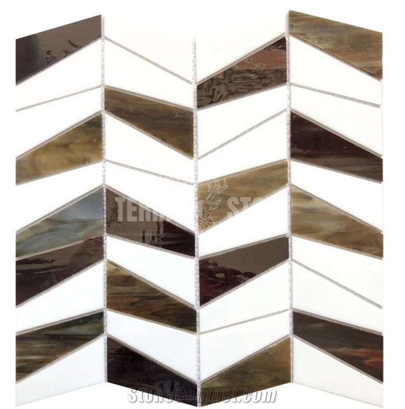 Stained Glass Herringbone Mosaic Patterns For Wall