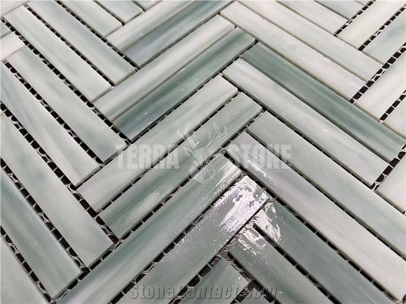 Stained Glass Herringbone Tile Mosaic Patterns For Wall
