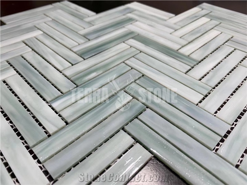 Stained Glass Herringbone Tile Mosaic Patterns For Wall