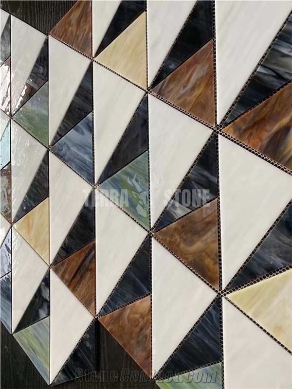 Stained Glass Mosaic Triangle Tile For Kitchen Backsplash