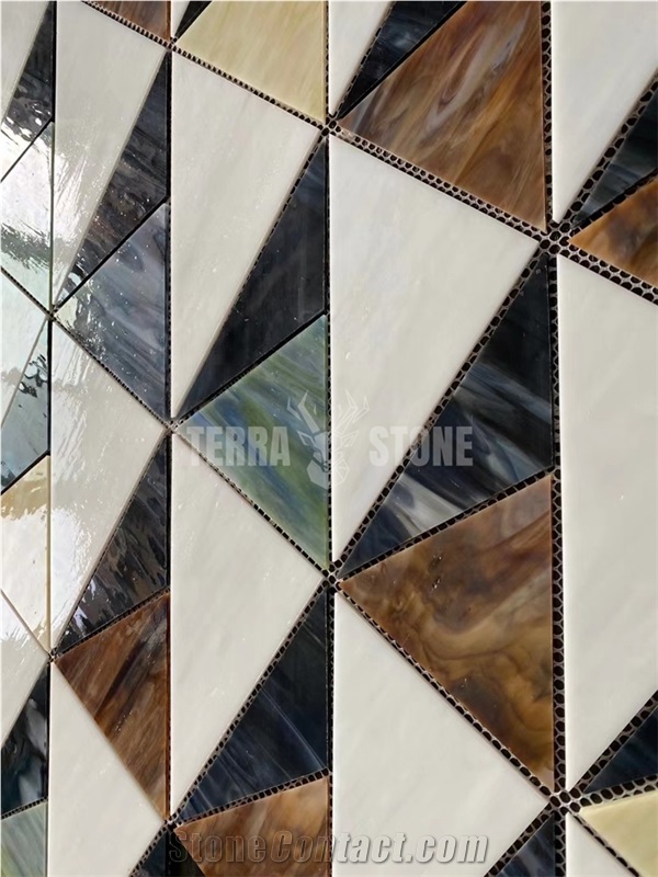 Stained Glass Mosaic Triangle Tile For Kitchen Backsplash
