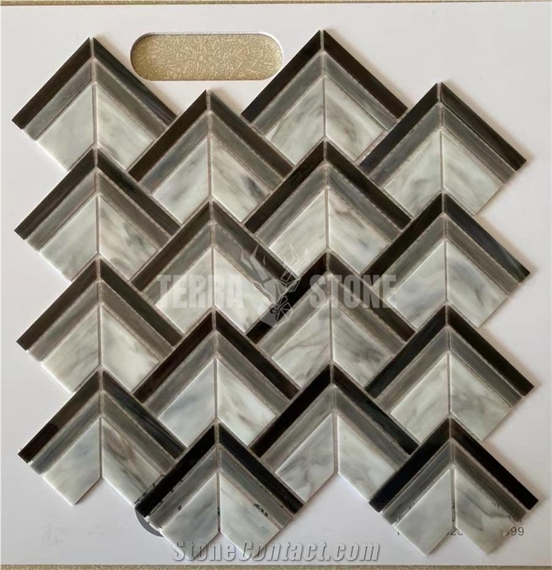 Stained Glass Triangle Mosaic For Bathroom