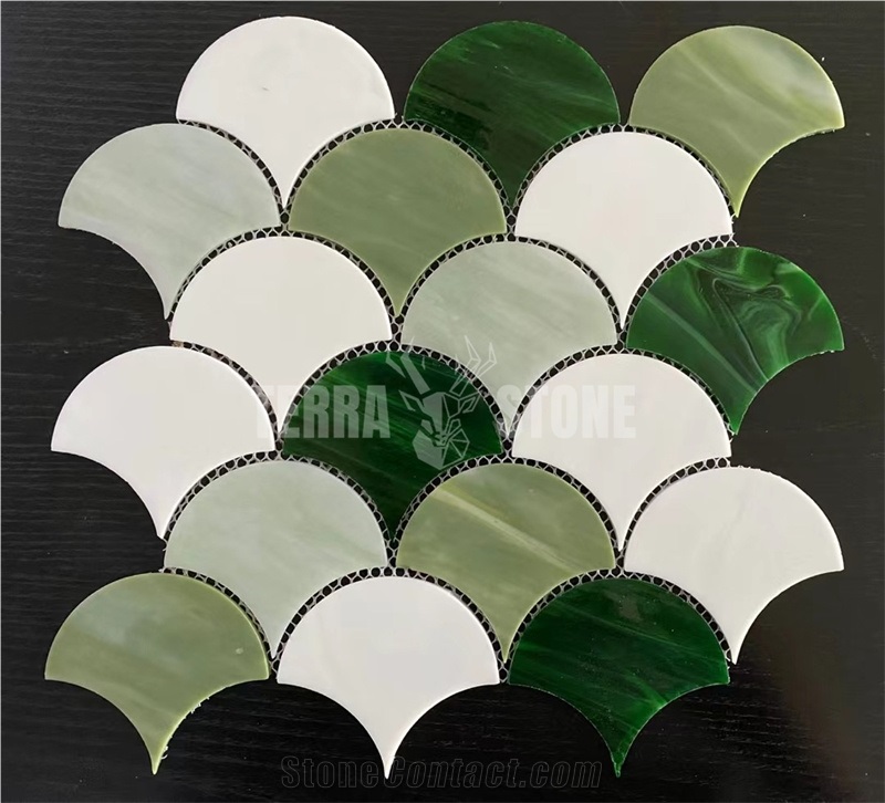 Suppliers Fish Scale Pattern Iridescent Glass Mosaic