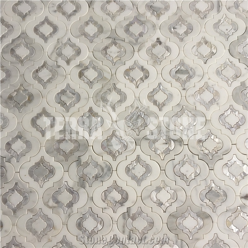 Arabesque Shell Mother Of Pearl Tile Marble Waterjet Mosaic