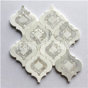 Arabesque Shell Mother Of Pearl Tile Marble Waterjet Mosaic