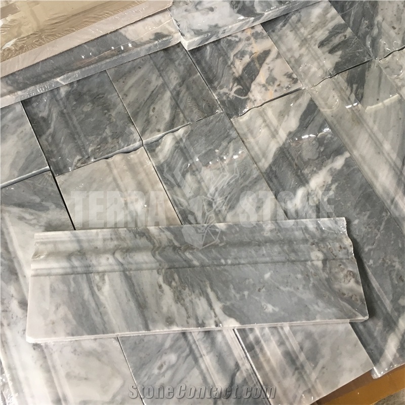 Bardig Carrara Gray Marble Baseboard Floor Trim Wall Molding