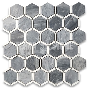 Bardiglio Gray Marble 2 Inch Hexagon Mosaic Tile