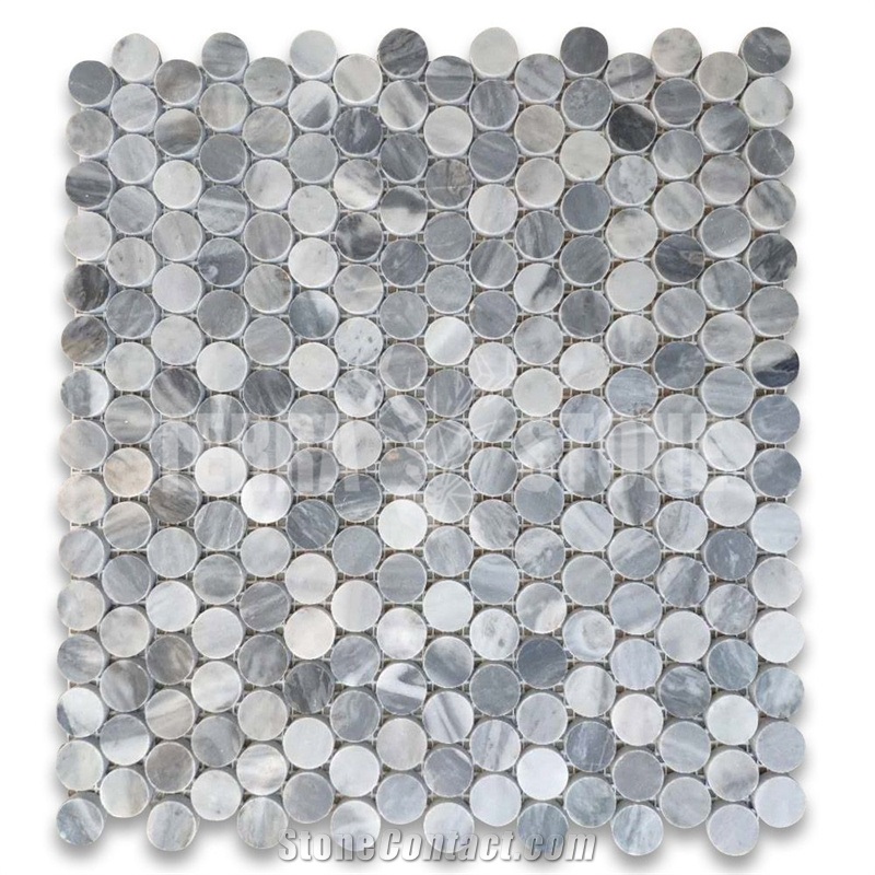 Bardiglio Gray Marble 3/4 Inch Penny Round Mosaic Tile Honed