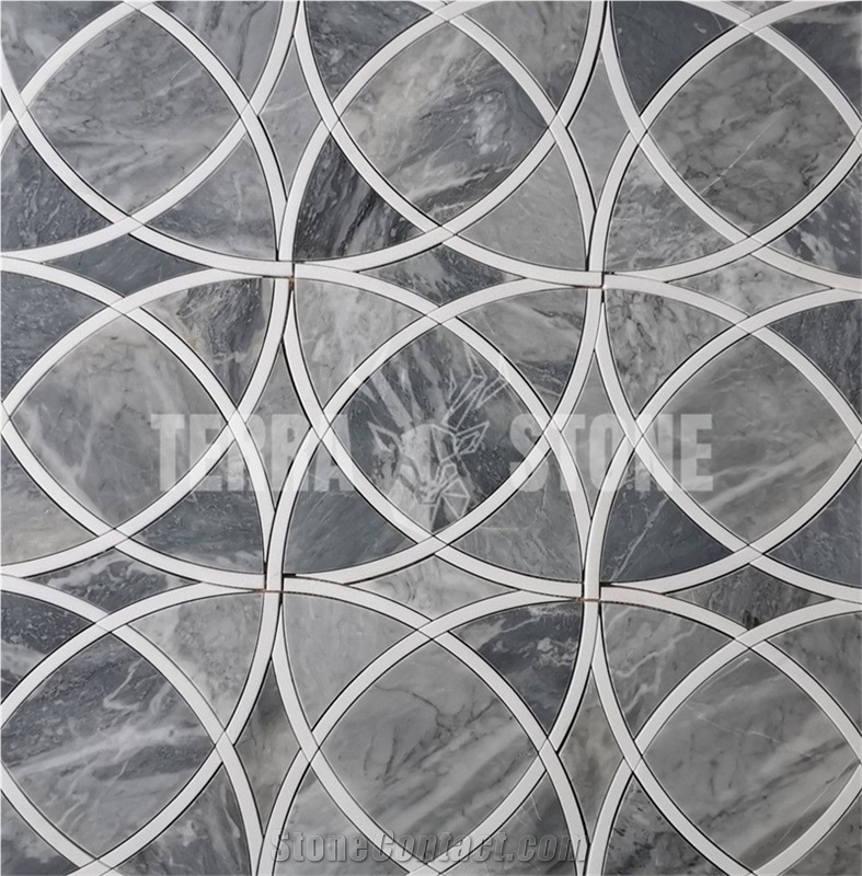 Bardiglio Gray Marble Celtic Waterjet Mosaic Tile Ribbons