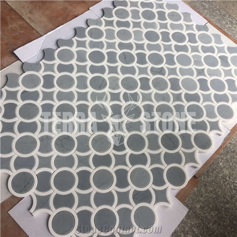 Bardiglio Grey Marble Waterjet Mosaic Round Pattern Tile
