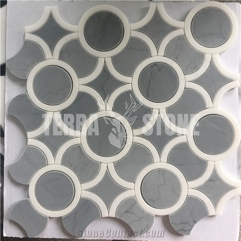 Bardiglio Grey Marble Waterjet Mosaic Round Pattern Tile