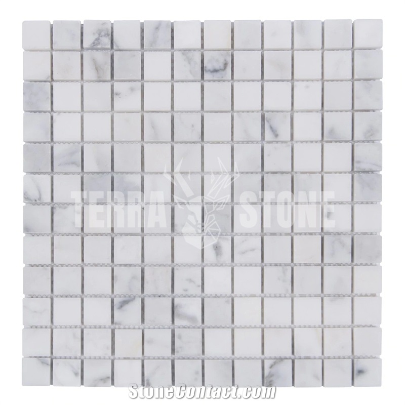Bianco Carrara Marble Mosaic Tile - 1" Squares