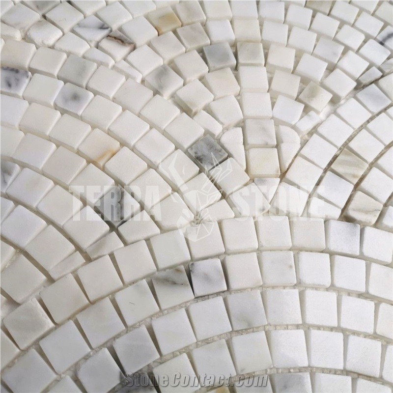 Calacatta Gold Marble Fish Scale Scallop Fan Mosaic Tile