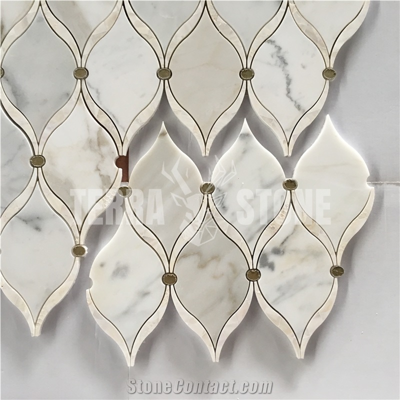 Calacatta Gold Marble Mix Mother Of Pearl Stone Water Jet